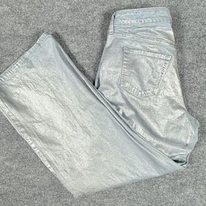 High-Rise Baggy Jeans Womens 8 Metallic Straight Leg Fair Trade Denim Streetwear